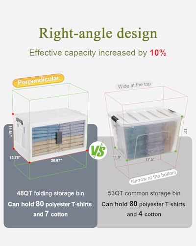 OlarHike 144QT Lockable Storage Bins with Lids - Folding Storage Cabinet with Doors & Wheels, Collapsible Plastic Box for Closets, Office, Gathering, Stackable Organizer & Containers, Gifts, 3 Pack - size: 48QT-White, style: 3Pack