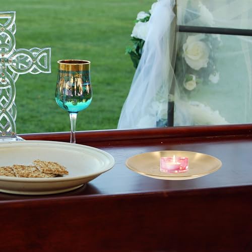 Altar Plate Candle Holder Candlestick Decorative Candle Stand Tealight Tray for Home Witchcraft Altar Supplies 14cm Golden