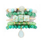5PCS Natural Boho Beaded Bracelets Bangle for Women Men,Healing Turquoise Jasper Agate Crystal Gemstone Stone Chakra Multilayer Wrap Bohemian Handmade Jewelry Beads Stretch Bracelet Set - color: Green