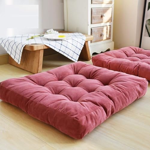 Floor Pillow Cushion,22 x 22 Inch Square Meditation Pillow for Seating on Floor,Solid Thick Tufted Seat Cushion Meditation Cushion for Yoga Living Room Sofa Balcony(55x55cm(22x22in), C) - color: C