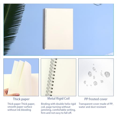 Blank Journal Notebook, 160 Pages per Pack, A5 Medium Size (5.7'' × 8.3''), Thick Paper, Spiral-bound, Flexible Plastic Cover, for Sketching, Drawing, Painting