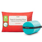 Coop Home Goods Original Adjustable Travel Pillow and Waterproof Pillow Protector Red Bundle with Compressible Stuff Sack, Medium-Firm Memory Foam and Washable Cover, CertiPUR-US Certified (19x13) - style: Bundle Red