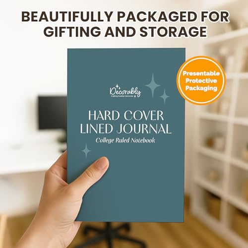 Decorably 312 Pages A5 Teal Journal Lined Notebook for Women & Men, 5.7x8.3in PU Leatherbound Hardcover, Table of Contents, Ribbon Bookmarks, Pen Holder & Back Pocket - School, Work
