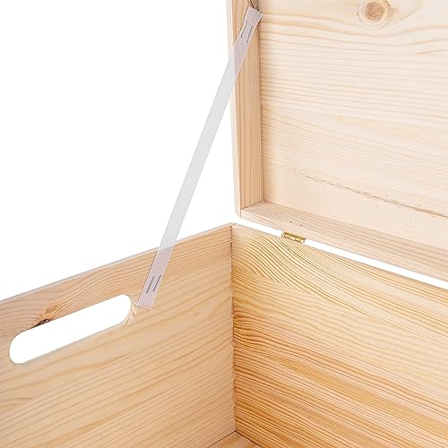 Creative Deco XXL Large Plain Wooden Box Storage with Hinged Lid & Wheels | 15.8x11.8x9.44 inches (+-0.5) | Handles | Unpainted Gift Tool Dog Toy Clothes Kitchen Storage | Rough UNSANDED
