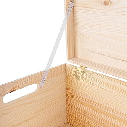 Creative Deco XXL Large Plain Wooden Box Storage with Hinged Lid & Wheels | 15.8x11.8x9.44 inches (+-0.5) | Handles | Unpainted Gift Tool Dog Toy Clothes Kitchen Storage | Rough UNSANDED