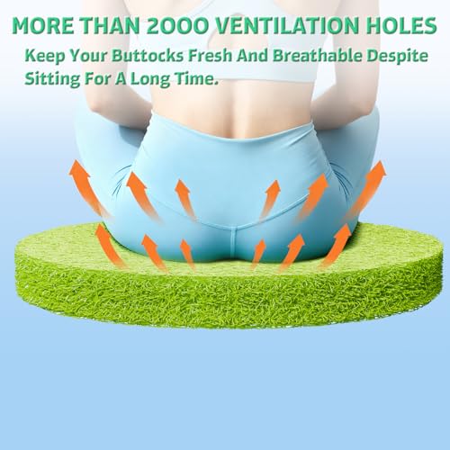 Round TPU Meditation Cushion, Floor Pillow, Breathable Mat for Yoga and Zen Practice, Firm Yet Soft Indoor Seat with Enhanced Posture Support (Khaki, 17.7" D x 2" H)