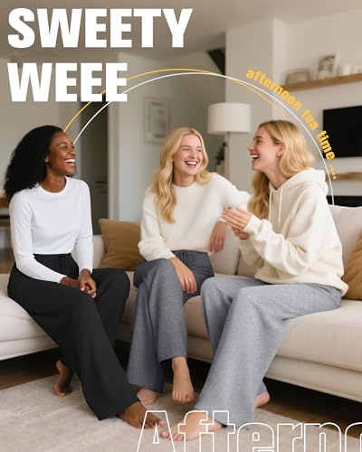 3 Pack Women's Lounge Pants Cozy Wide Leg Yoga Pants Casual Drawstring Loose Baggy Sweatpants with Pockets - color: Black, Dark Gray, Light Gray, size: Small