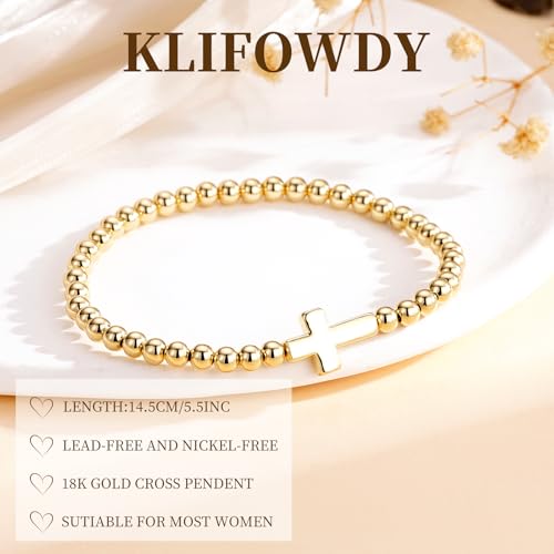 Cross Bracelet for Her,14K Gold Bracelets for Women,Beaded Bracelets as Christian Confirmation Religious Baptism Gifts for Women Teen Gold Jewelry - color: Easter-01