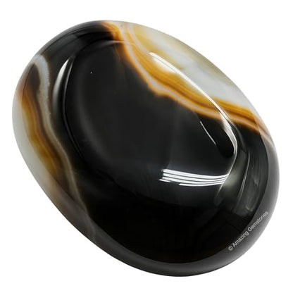 Amazing Gemstone Black Onyx Crystals and Healing Stones - Large Palm Stone Crystals Piedra - Crystal for Good Luck, Balanced Positive Energy, Meditation - Unique Stocking Stuffers and Birthday Gifts - color: Black Onyx