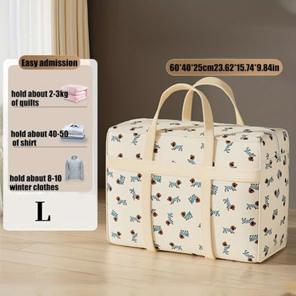 Extra Large Foldable Storage Bag with Handles, Heavy-Duty Non-Woven Fabric, Dustproof & Moisture Resistant for Blankets, Moving, Packing and Travel, Home Organization Solution Clothes Organizer - L