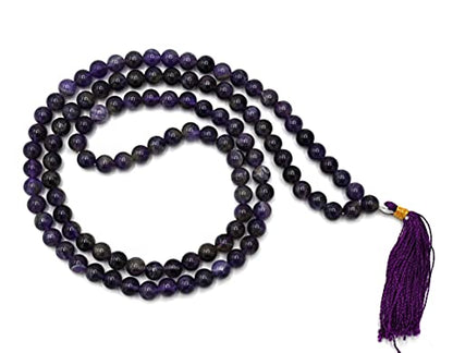 Amazing Gemstone Amethyst Mala - Without Knotted - color: Amethyst, style: Plain