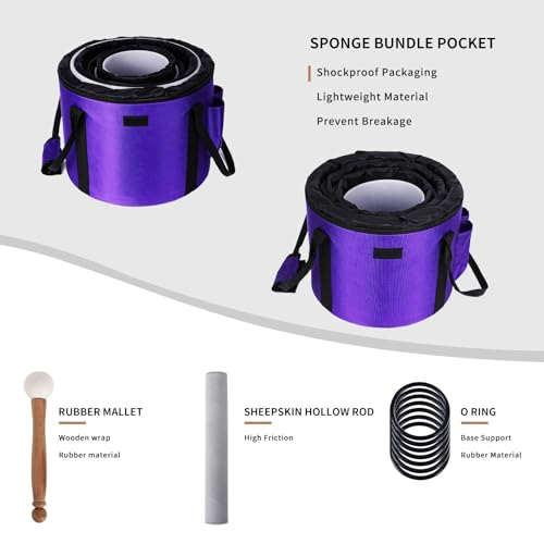 Leize Chakra Tuned 432hz Set of 7 Gradient Color Quartz Crystal Singing Bowls 6-12 inch with Heavy Duty Carrying Cases and Singing Bowl Mallets