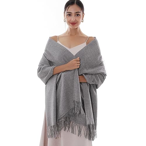 RIIQIICHY Winter Scarfs for Women Pashmina Shawls Wraps for Evening Dresses Large Warm Soft Scarves - color: Grey