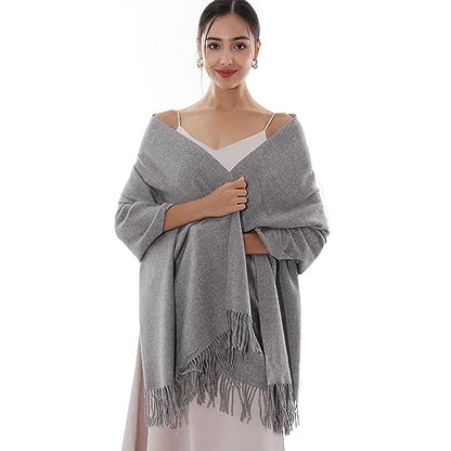 RIIQIICHY Winter Scarfs for Women Pashmina Shawls Wraps for Evening Dresses Large Warm Soft Scarves - color: Grey