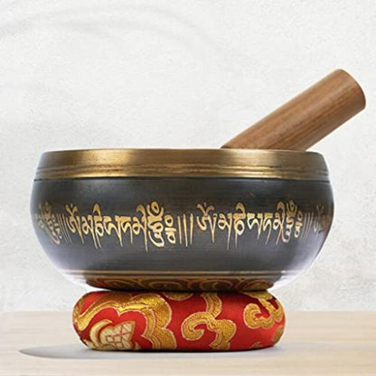 Tibetan Singing Song Bowl,Retro Bronze Chime,Bronze Chime Ornaments, Meditation Bowl, Music Therapy(11.5cm) - size: 11.5cm