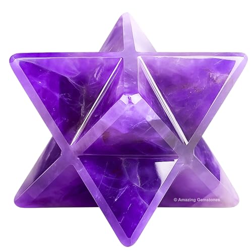 Amazing Gemstone Amethyst Merkaba Crystal - 0.75 Inches Metaphysical Merkaba Star for Meditation - Energetic Tetrahedron Crystal and Healing Stones for Spiritual Growth and Healing (15-20mm) - color: Amethyst, size: 15-20 mm
