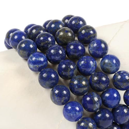 Justinstones Gem Semi Precious Gemstone 10mm Round Beads Stretch Bracelet 7 Inch Unisex - color: Natural Lapis
