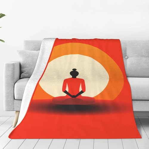 Minimalistic Yoga Poses Blanket Anti Pilling Throw Meditation Meditating Fleece Flannel Lightweight Cozy Bedspread Living Room Women Adults and Kids Bed Sofa 60"X50" - color: Minimalistic Yoga Poses