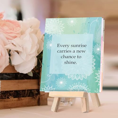 exciting Lives Positive Motivational Cards with Inspirational Quotes & Wooden Easel – 40 Daily Affirmation Desk Cards for Confidence, Mindfulness & Self-Growth