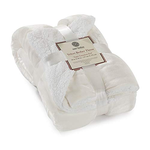 Sherpa Throw Blanket Super Soft Reversible Ultra Luxurious Plush Blanket, 50 x 60 inches, Ivory/White - color: Ivory / White, size: Throw (50" x 60")