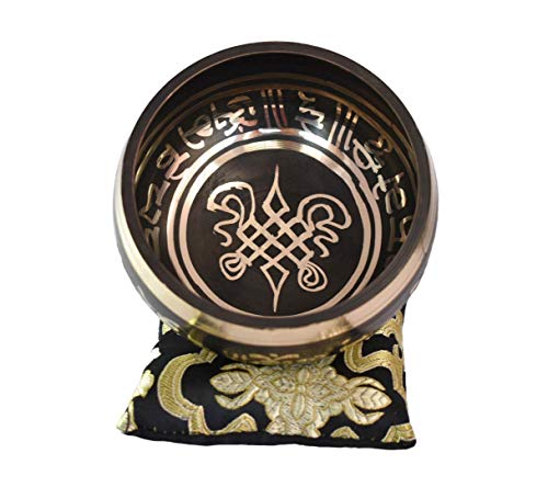 Color Singing Bowl Set with free stick and cushion by Nepalese Handicraft Zone (Black) - color: Black