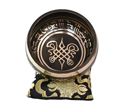 Color Singing Bowl Set with free stick and cushion by Nepalese Handicraft Zone (Black) - color: Black