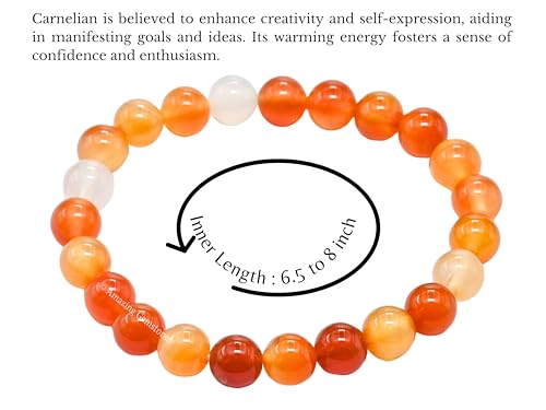 Amazing Gemstone Crystal Bracelet for Women Men's Gifts - Protection Healing Crystal Bracelet - 8mm Gemstone Beaded Stretchable Bracelet Pulseras Para Hombres Mujer Stocking Stuffers Mothers Day Gift (Carnelian) - color: Carnelian