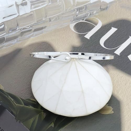 Dainty Gold Bar Bracelets for Women 18K Gold Plated Handmade Minimalist Bangle Adjustable Simple Delicate Cuff Bangle Hook Bracelets Trendy Jewelry Gifts - color: Silver