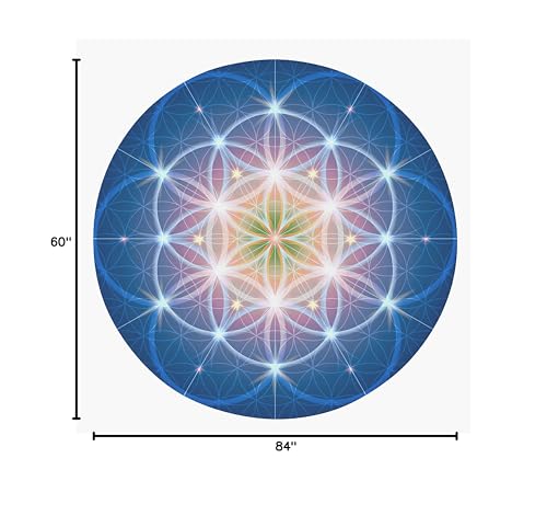 Blue Sacred Geometry Rug Purple Rug Spiritual Rug Flower of Life Floor Rug Mat Yoga Rugs 3x5 4x6 8x10 Large Rugs Yoga (Standard Area Rug, 5' Round) - size: 5' Round