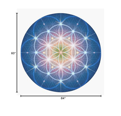 Blue Sacred Geometry Rug Purple Rug Spiritual Rug Flower of Life Floor Rug Mat Yoga Rugs 3x5 4x6 8x10 Large Rugs Yoga (Standard Area Rug, 5' Round) - size: 5' Round