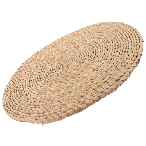 Woven Meditation Floor Cushion Seat Pad, 40x40cm Deep Grass Zabuton Mat for Yoga, Tatami, Zen Sitting, Handmade Floor Pillow for Bedroom and Meditation Practice