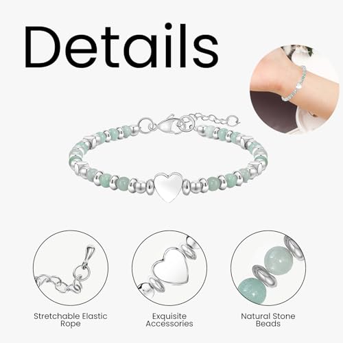 2026 Graduation Gifts, Handmade Stone Heart Bracelet High School College Grad Memento for Daughter Granddaughter Friend, With Elegant Gift Box and Card