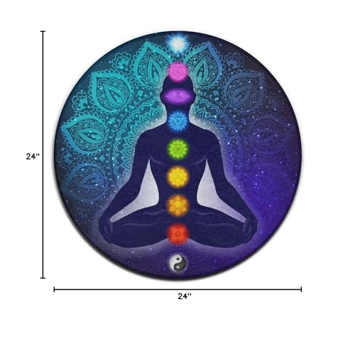 Modern Round Area Rug, Non-Slip Machine Washable Kitchen Office Circle Rug, Room Sofa Yoga Soft Round Carpet Compatible with Nine Chakra Yoga Meditation Lotus Blue Mandala 36inch(90cm) - color: Color479, size: 36inch(90cm)