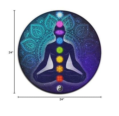 Modern Round Area Rug, Non-Slip Machine Washable Kitchen Office Circle Rug, Room Sofa Yoga Soft Round Carpet Compatible with Nine Chakra Yoga Meditation Lotus Blue Mandala 36inch(90cm) - color: Color479, size: 36inch(90cm)