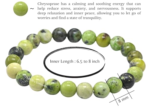 Amazing Gemstone Crystal Bracelet for Women Men's Gifts - Protection Healing Crystal Bracelet - 8mm Gemstone Beaded Stretchable Bracelet Pulseras Para Hombres Mujer Stocking Stuffers Mothers Day Gift (Chrysoprase) - color: Chrysoprase