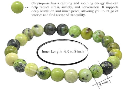 Amazing Gemstone Crystal Bracelet for Women Men's Gifts - Protection Healing Crystal Bracelet - 8mm Gemstone Beaded Stretchable Bracelet Pulseras Para Hombres Mujer Stocking Stuffers Mothers Day Gift (Chrysoprase) - color: Chrysoprase