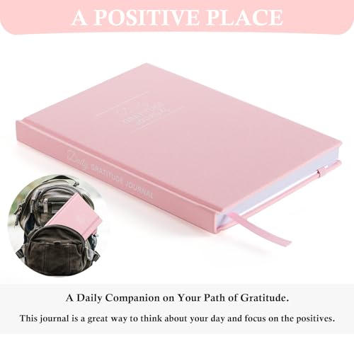 Comkiso Gratitude Journal with 4 Inspirational Stickers: Undated Daily Gratitude Journal for Women and Men - More Happiness, Affirmation, and Mindfulness in A Few Minutes with Prompts & Quotes (Pink) - color: C. Pink