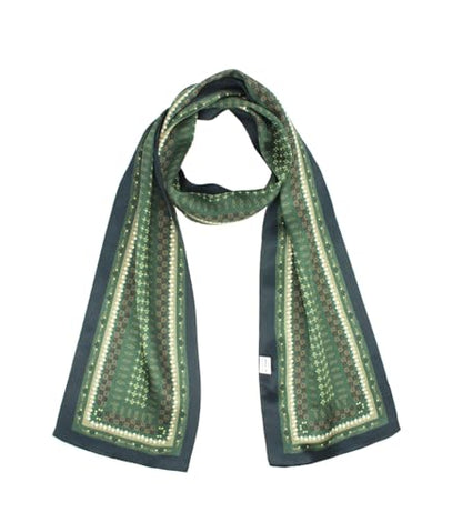 ANDANTINO 100% Silk Scarf for Women 59”*6.3” Long Shawls for Headscarf and Neck- Oblong Hair Wraps with Gift Packed - color: Dark Green