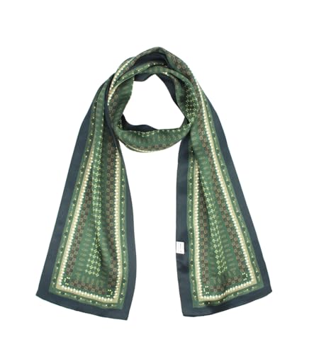 ANDANTINO 100% Silk Scarf for Women 59”*6.3” Long Shawls for Headscarf and Neck- Oblong Hair Wraps with Gift Packed - color: Dark Green
