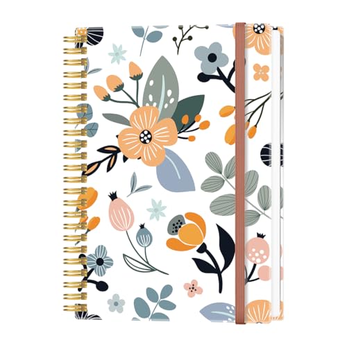 A5 Blank Notebook - 70 Sheets/140 Pages Blank Paper Notebook, 100 GSM Thick White Paper, 5.8" x 8.3" Spiral Blank Journal, Flowers - size: 1-Pack, style: Flowers