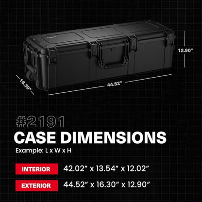 Condition 1 45" Tactical Rifle Waterproof Hard Case w/Wheels & Pre-Cut Foam, 4 Slots, Lockable, IP67-Rated Waterproof, TSA Approved Storage Trunk with Compartments – Black, Made in USA, Model 2191