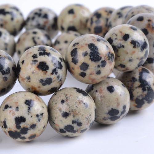 Justinstones Gem Semi Precious Gemstone 10mm Round Beads Stretch Bracelet 7 Inch Unisex - color: Dalmatian Jasper