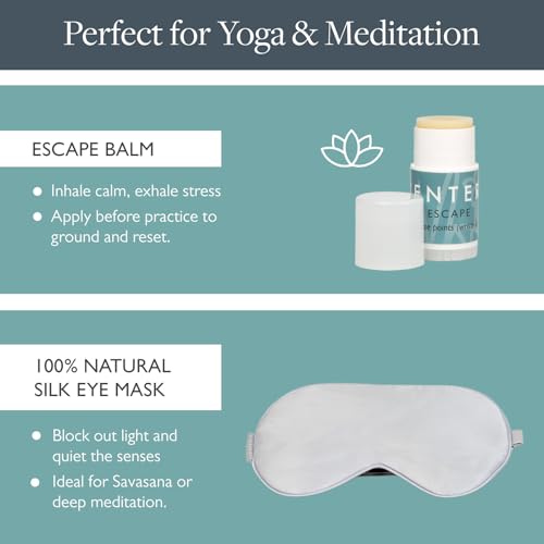 Scentered Yoga & Meditation Gift Set with Silk Eye Mask & Escape Aromatherapy Balm – Natural Silk Eye Mask to Block Out Light & Calming Essential Oils Balm – Mindful Escape Kit for Meditating & Yoga - size: Silk Eye Mask & Escape Balm
