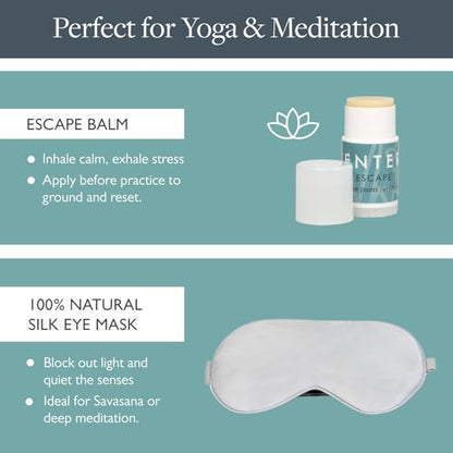 Scentered Yoga & Meditation Gift Set with Silk Eye Mask & Escape Aromatherapy Balm – Natural Silk Eye Mask to Block Out Light & Calming Essential Oils Balm – Mindful Escape Kit for Meditating & Yoga - size: Silk Eye Mask & Escape Balm