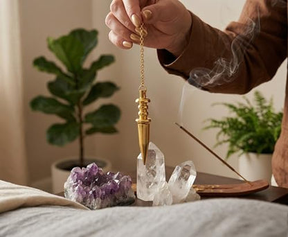 Brass Metal Light Weight Solid Cone Point Healing Dowsing Metaphysical Reiki for Divination and Meditation Brass Pendulum - color: Copper Metal Teardrop