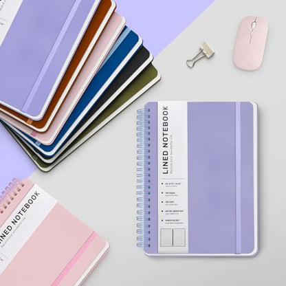 Lined Spiral Journal Notebook with 160 Pages, 8×5.7in, A5 Spiral Notebook, Journaling Notebooks for Work, School, Women, Men, College Ruled Spiral Notebook, Hardcover Leather Journals, Purple