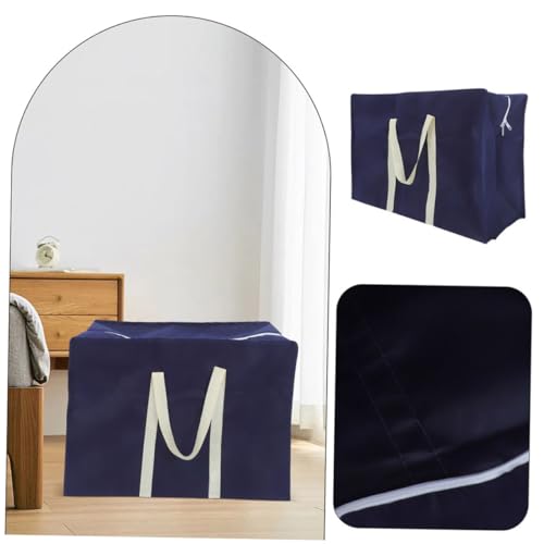 2Pcs Large Capacity Storage Bag with Handles Multi-use Non-woven Fabric Luggage and Travel Bags for Clothing Quilts and Daily Essentials Navy Blue