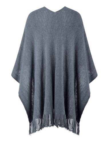 Ferand Shawl Wraps for Women, Cozy Lightweight Poncho Cape with Pockets, Warm for Fall Winter Travel - color: Light Blue