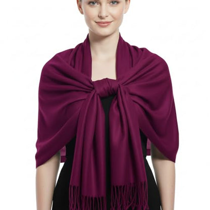 Peach Couture Women’s Pashmina Shawl Wrap – Warm Long Large Scarf for Evening Dress, Bridesmaid, Wedding & Bridal Wear - color: Eggplant