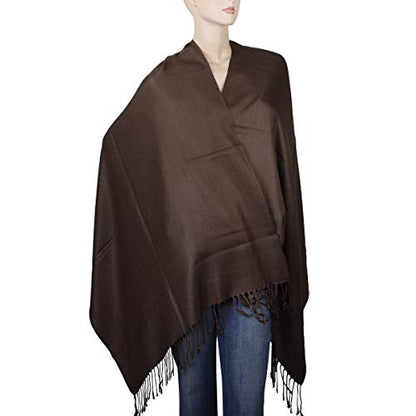 Falari Women's Soft Solid Color Pashmina Shawl Wrap Scarf, for Wedding, Bridesmaid Gifts, Evening Dress - color: Chocolate Brown